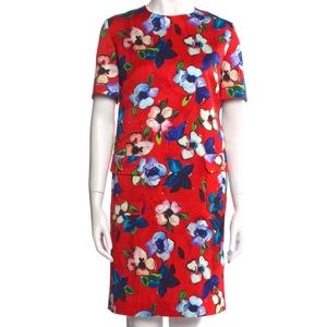 Escada Gorgeous Red Floral Shift Dress Size L